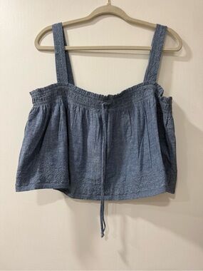 American Eagle Outfitters Blue Chambray Smocked Tank